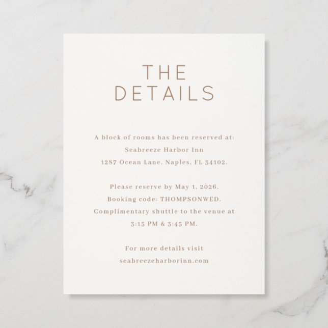 Tropical Wedding Letterpress Enclosure Card (Front)