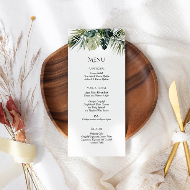 Tropical Wedding Menu Card – Botanical Design (Creator Uploaded)