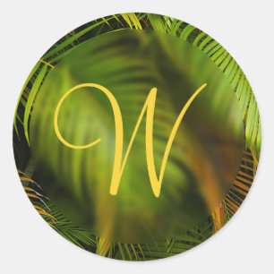 Tropical Wedding Monogram Palms Envelope Seals
