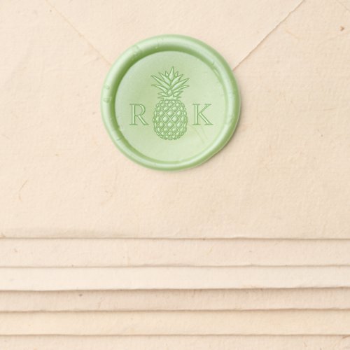 Tropical Wedding Monogram Pineapple Wax Seal Sticker
