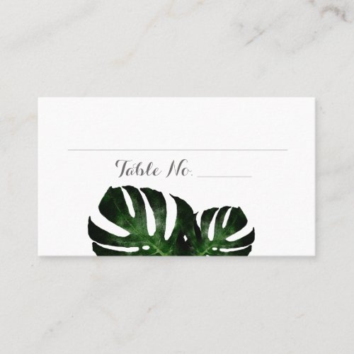 Tropical Wedding Monstera Fern Flat Place Card