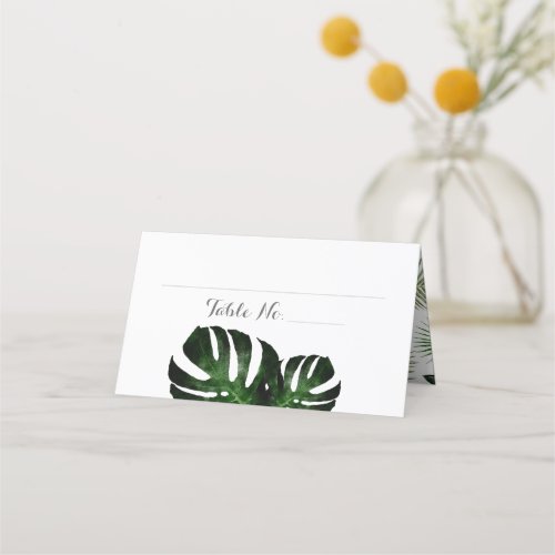 Tropical Wedding Monstera Folded Place Card