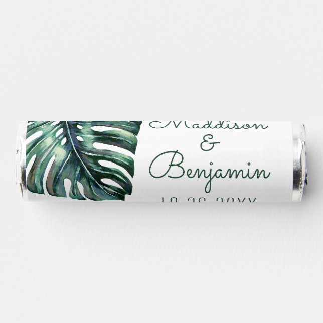 Tropical Wedding Monstera Palm Leaf  Breath Savers® Mints (Front)