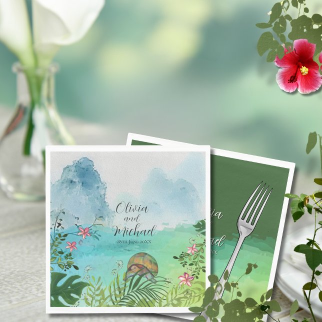 Tropical Wedding Napkin Charming Sea Turtle Decor (Tropical Wedding Napkin Charming Sea Turtle Decor)
