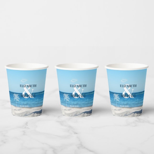 Tropical Wedding Ocean Beach Paper Cups (Multi)