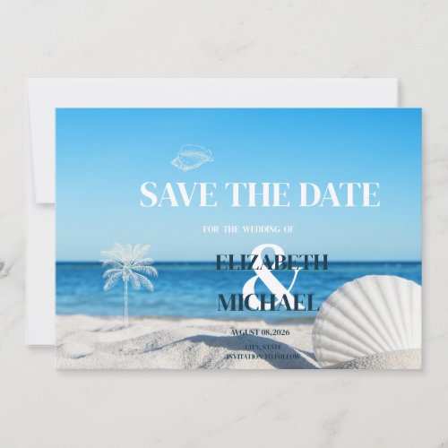 Tropical Wedding Ocean Beach Save The Date