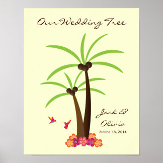 Tropical Wedding Palm Tree Thumbprint Guestbook