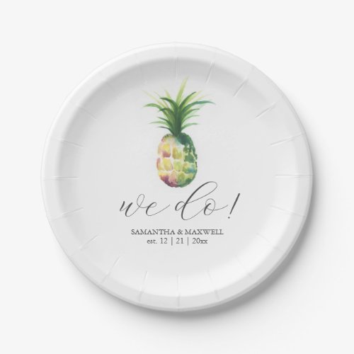 Tropical Wedding Paper Plates Pineapple