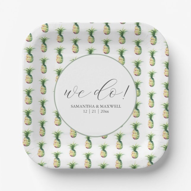 Tropical Wedding Paper Plates Pineapple (Front)