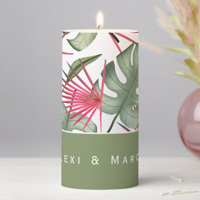 Tropical Wedding Personalized 3"x6" Candle (In Situ)