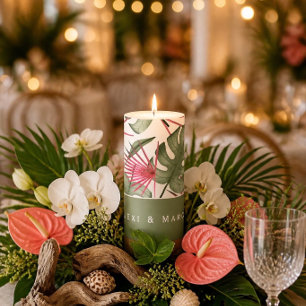 Tropical Wedding Personalized 3"x6" Candle
