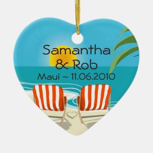 Tropical Wedding Personalized Ornament (Front)