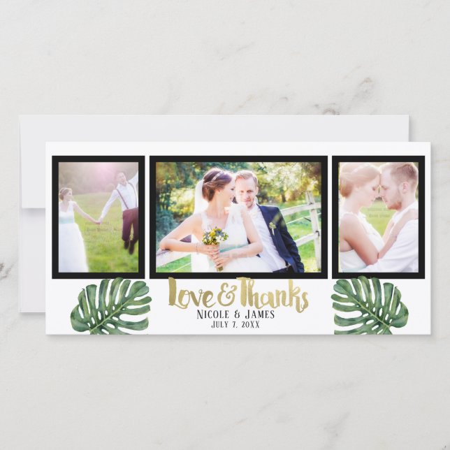 Tropical Wedding Photo Love & Thanks Thank You (Front)