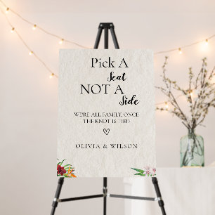 Tropical Wedding Pick a Seat Not a Side Sign