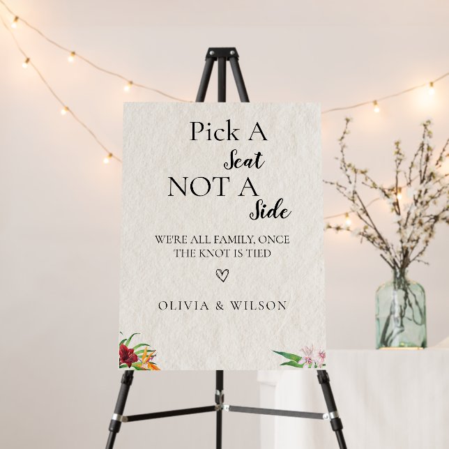  Tropical Wedding Pick a Seat Not a Side Sign (In Situ (Stand))