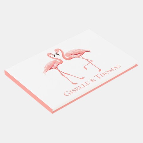 Tropical Wedding Pink Flamingo Bridal Shower Party Guest Book