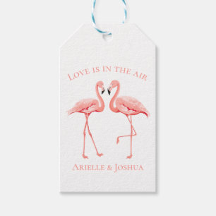 Tropical Wedding Pink Flamingos Beach Engagement Gift Tags