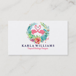 Tropical Wedding Planner Colorful Floral Wreath Business Card