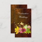 Tropical Wedding Planner Vintage Brown Pink Flower Business Card (Front/Back)