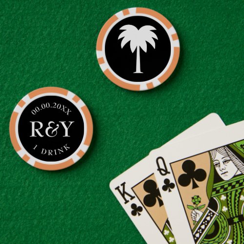 Tropical wedding poker chips for drinks and more