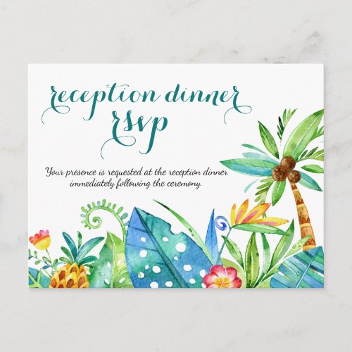 Tropical Wedding Reception Dinner Meal Choice RSVP Invitation Postcard