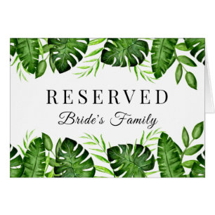 Tropical Wedding Reserved Bride's Family Script Cards