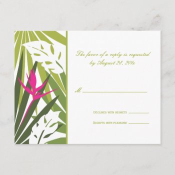 Tropical Wedding Rsvp Card by OrangeOstrichDesigns at Zazzle