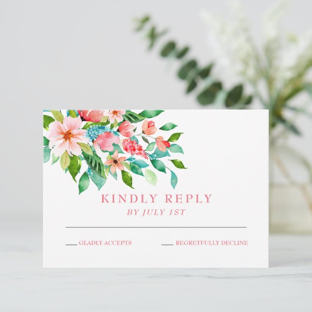 Tropical wedding RSVP Card (Standing Front)
