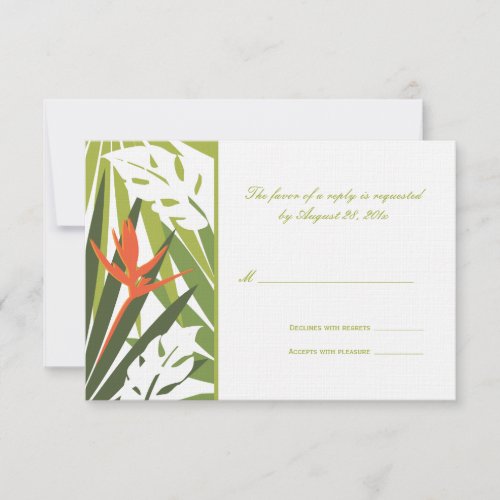 Tropical Wedding RSVP Card  |  Green and Orange