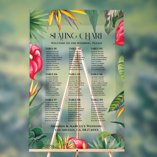 Tropical Wedding Seating Chart