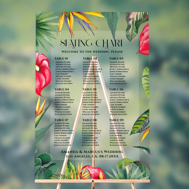 Tropical Wedding Seating Chart (Neutral)