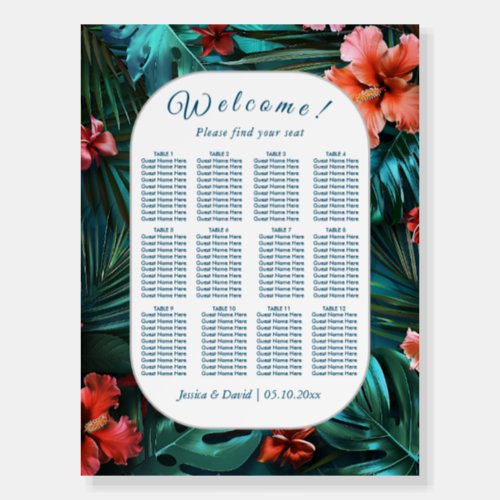 Tropical Wedding Seating Chart Foam Board