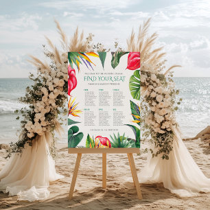 Tropical Wedding Seating Chart Foam Board