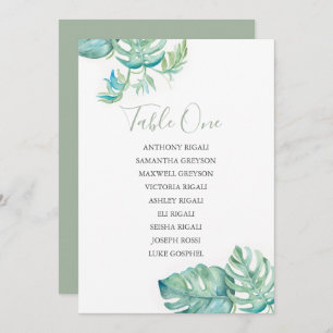 Tropical Wedding Seating Chart, Table Plan Invitation