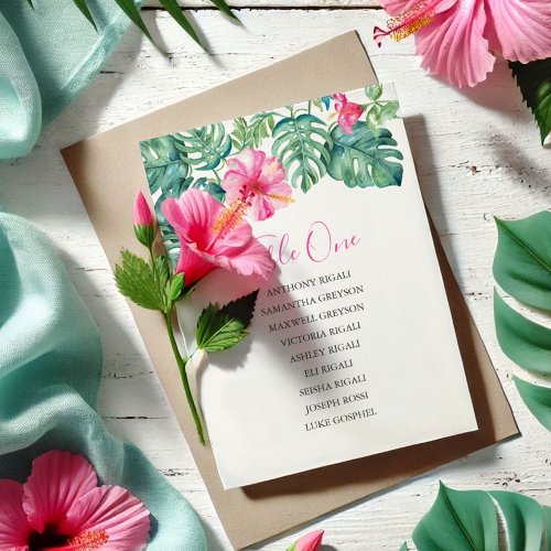 Tropical Wedding Seating Chart Table Plan Invitation