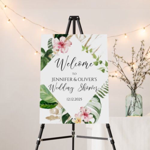 Tropical wedding shower welcome sign