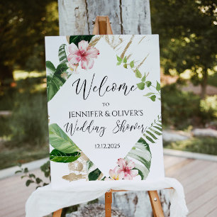 Tropical wedding shower welcome sign