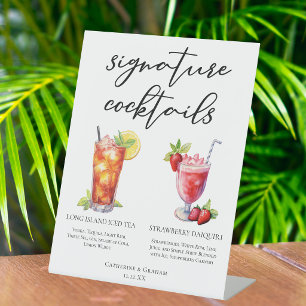Tropical Wedding Signature Cocktails Menu Pedestal Sign