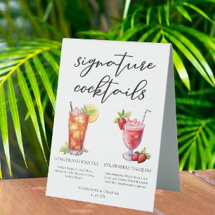 Tropical Wedding Signature Cocktails Menu Table Tent
