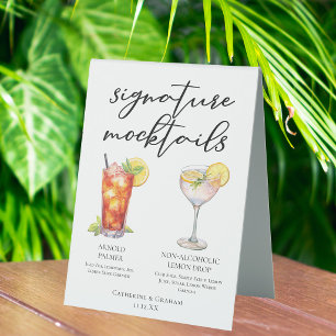 Tropical Wedding Signature Mocktails Menu Table Tent