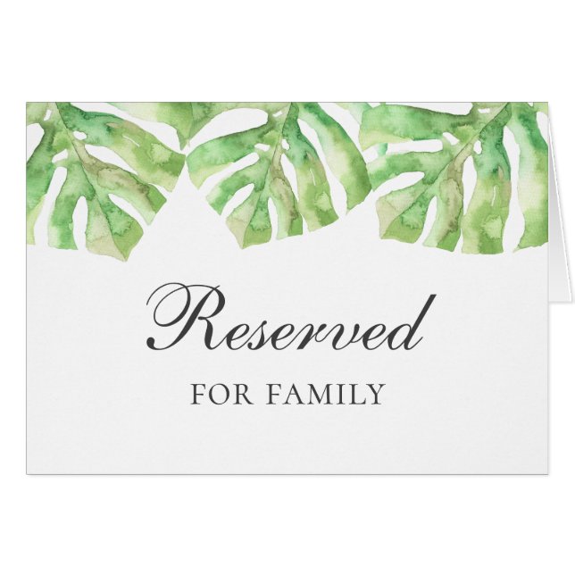Tropical wedding. Summer exotic reserved sign Cards (Front Horizontal)