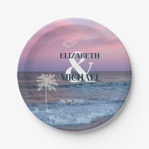 Tropical Wedding Sunrise Ocean Beach Paper Plates