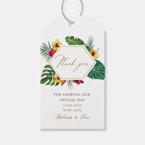 Tropical Wedding Thank You Tag