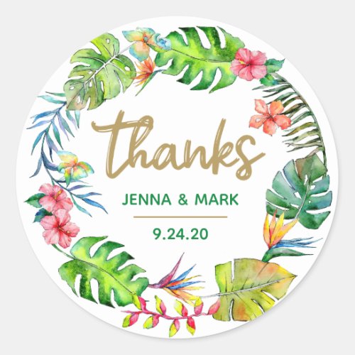 Tropical Wedding  Thanks Party Favor Stickers