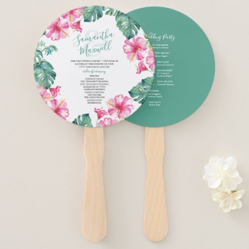 Tropical Wedding Theme Program Fan