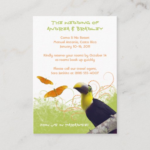 Customizable Tropical Wedding Travel Information Card Business Card Templates