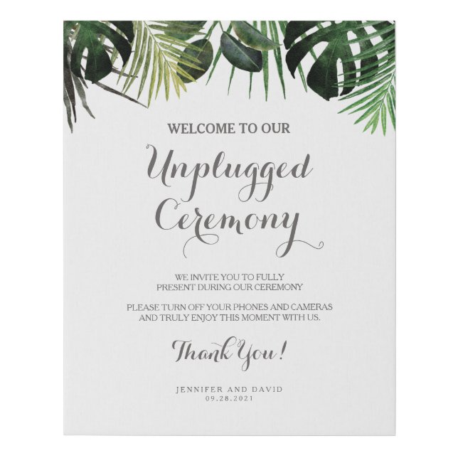 Tropical Wedding Unplugged Ceremony Faux Canvas (Front)