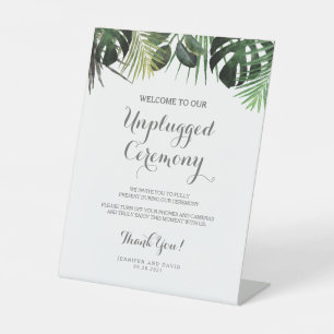 Tropical Wedding Unplugged Ceremony Pedestal Sign