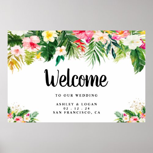 Tropical Wedding Welcome Sign