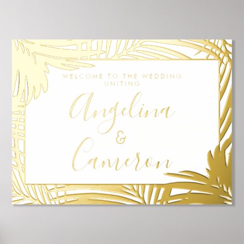 Tropical Wedding Welcome Sign Gold Palm